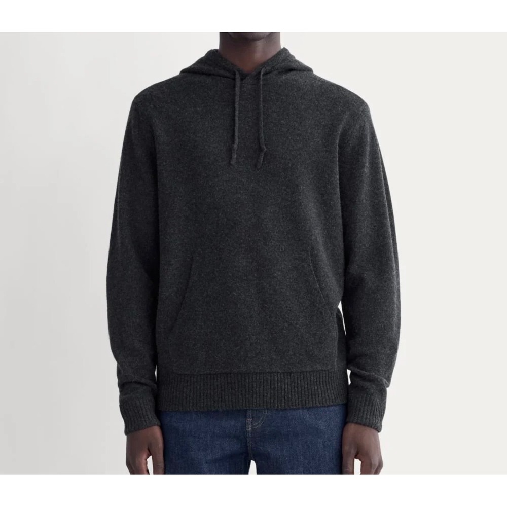 NWOT Everlane Mens The Felted Merino Wool Hoodie Medium Charcoal Gray Preppy